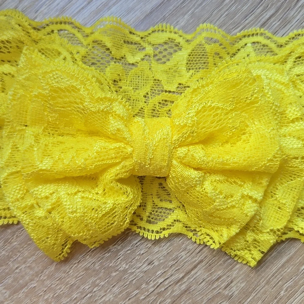 ​Baby Girls Lace Bow Headbands Set Soft Elastic Wide Hairbands Infants & Toddler